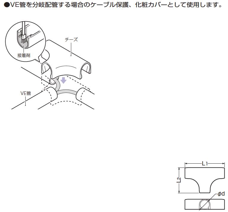 【未来工業】ミライビニル電線管付属品VE管カバーチーズ適合管：VE22色：ミルキーホワイトVEJ-22M