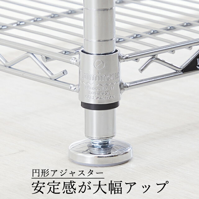 ルミナス ポール径25mm 円形アジャスター 固定脚 固定足 4個 4個セット 4組 アジャスター 安定 転倒防止 ラック 脚 足 幅5.5 奥行5.5 高さ2cm スチール棚 スチールラック スチールシェルフ カテゴリ パーツ P-AP_4