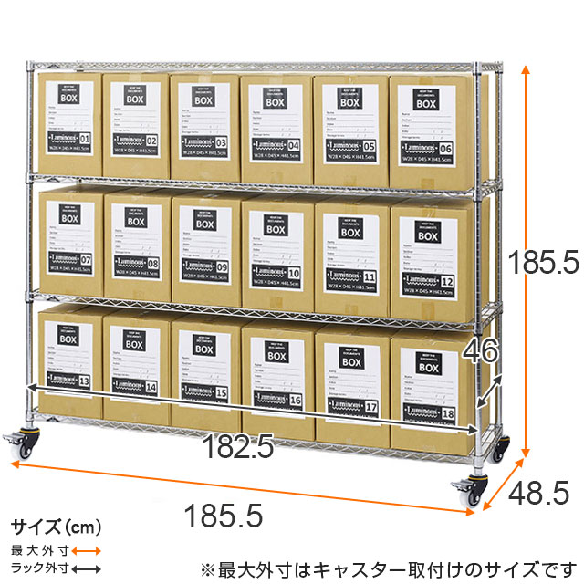 ルミナス レギュラー 業務用 ラック スチールラック 幅180 4段 奥行45 スチールシェルフ 棚 収納ラック 頑丈 大容量 幅185×奥行48.5×高さ157.5cm NLH1815-4x75NS [ADD-UL090|L75NS-WHU|ADD-P2560|SHL1845/SR1845SL]業務用 高耐荷重 業務用キャスター