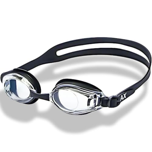 [AX] スイミングゴーグル スイムゴーグル 水中眼鏡 (S-1.50~S-8.00) クリア 曇り止め 鼻ベルト ケース付き 男女兼用 フリー