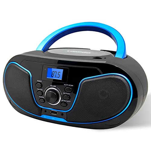 LONPOO ステレオ CDプレーヤー bluetooth対応 FMラジオ MP3再生 USB/AUX入力 ヘッドフォンジャック LCDディスプ