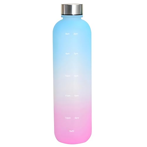 MYEEDA 安全性に配慮した Tritan 製 食品接触対応 水筒 1l タイムマーカー付きウォーターボトル 1000ml..