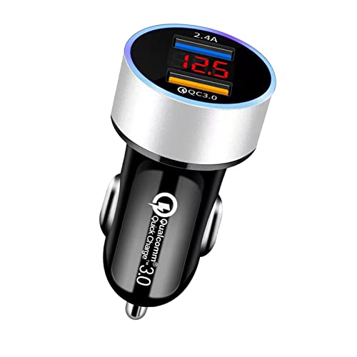 YUGYUG 車載充電器 カーチャージャー usb [QC3.0ポート] 36W/6A 最新型 電圧計 シガーソケット LED表示 急速充電 1