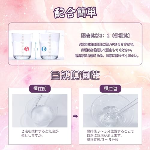 エポキシ樹脂 2液性レジン液 大容量 625g/18OZ 高い透明 低刺激性 ハードタイプ 混合比率1:1 エポキシレジン液 DIY 手芸用品 luminous81023-10088975 ルミナスエイト 楽天市場店 サンプル画像3