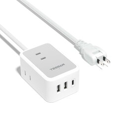 電源タップ usb付き 延長コード 1m TESSAN usb-c コンセントタップ 3個AC口 USB-C 1ポート USB-A 2ポート テ