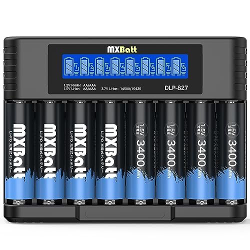 MXBatt 充電池 リチウム充電池 単3電池 充電式 急速電池充電器 単三単四リチウム充電池/ニッケル水素/ニカド充電池/14500/1043