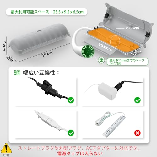 RESTMO 防水 コンセントボックス 耐候性 延長コード 屋外 防雨型 カバー イルミネーション ホリデー照明用 プラグ 保護 大型 ライトグ