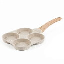 CAROTE分割仕切り付きフライパン 目玉焼き大判焼き器 IH対応 4つ穴円形 マルチ多用途パンツルツル滑る手入れ簡単COSY(18.5*18.