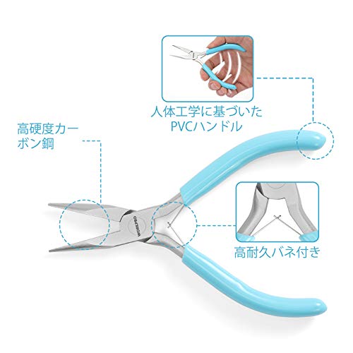 WORKPRO アクセサリー工具セット 手芸ペンチセット 平やっとこ ニッパー 丸ペンチ ピンセット 手芸用工具 アクセサリ用工具セット 5本組