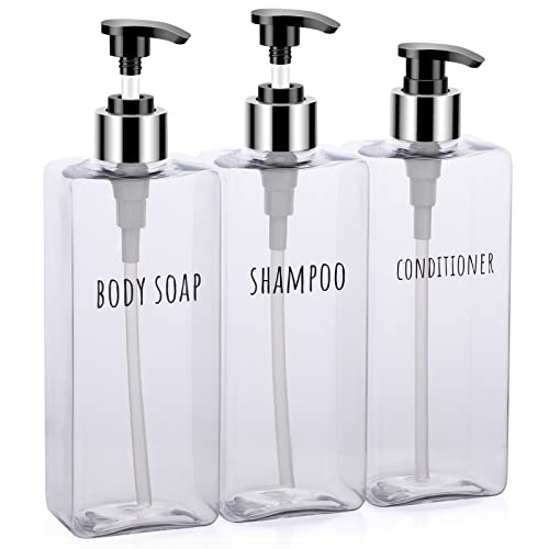 シャンプーボトル Segbeauty ディスペンサー 詰め替えボトル 3本セット 500ml 透明 方形 容器 大容量 おしゃれ 漏れ防止 簡単