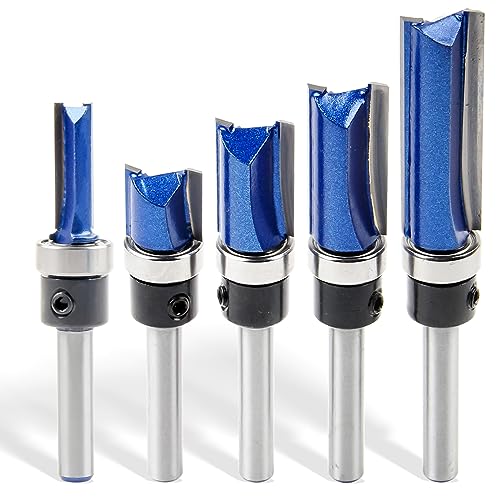 Shineyoo トリマービット ルータービット ?径6mm 5本入り ベアリング付き ストレートビット ほぞカッタ..