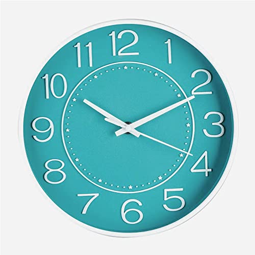 掛け時計 おしゃれ 静音 壁掛け時計 連続秒針 屋内壁かけ時計 直径25CM (青と白)…