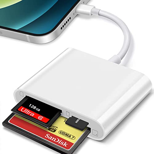 SD TF CF カードリーダー 3in1 iPhone/iPad用 SD/Micro SD /CF メモリーカードリーダー 高速 写真/動画