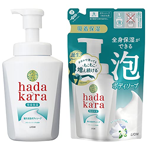 hadakara(ハダカラ) ボディソープ 泡 クリーミーソープの香り 本体 550ml+詰め替え 440ml 増える泡ボディーソープ クリミー