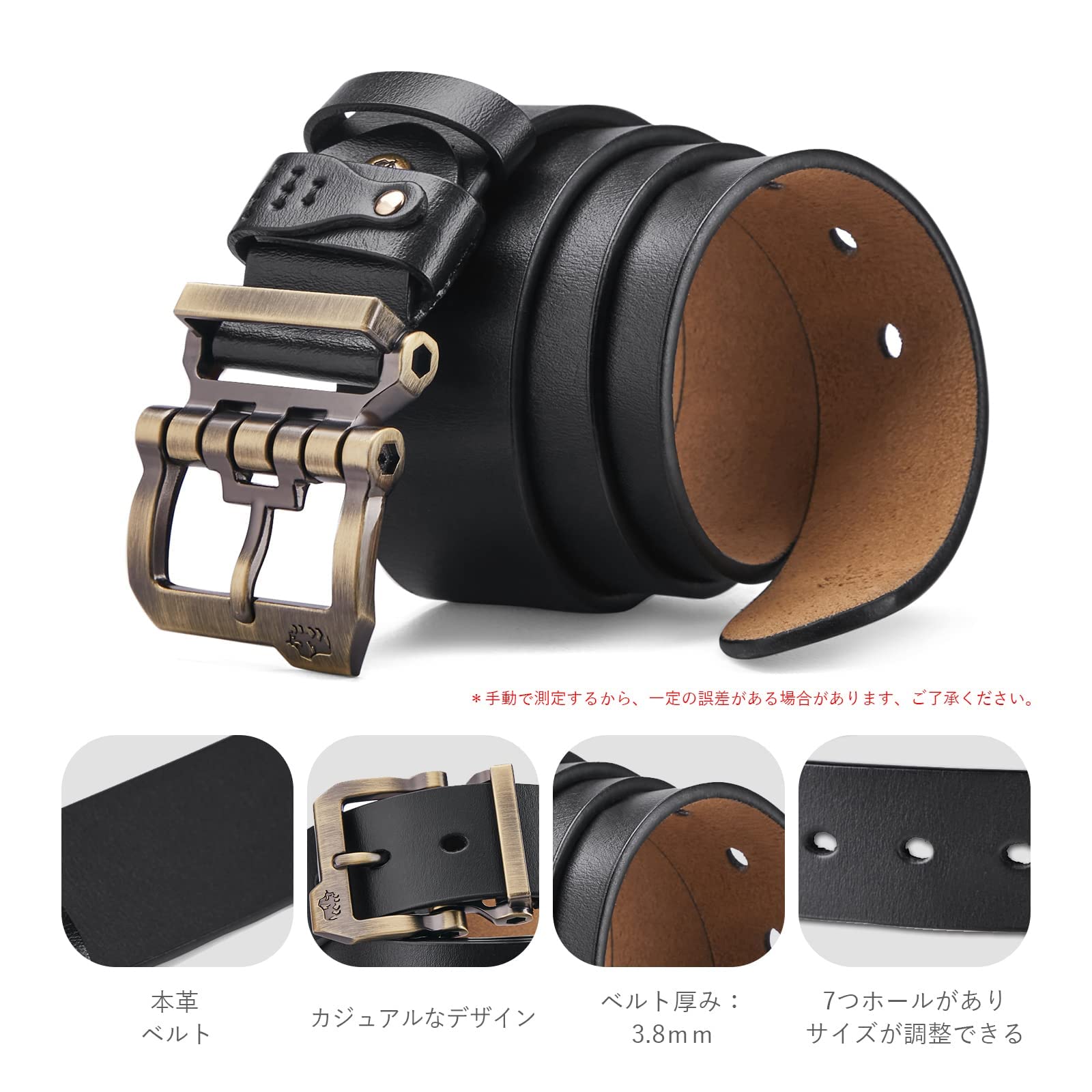 [BISON DENIM]ベルト メンズ 本革 大きいサイズ メンズ ベルト カジュアル 革ベルト ジーンズ用ベルト 作業用ベルト 紳士用ベルト