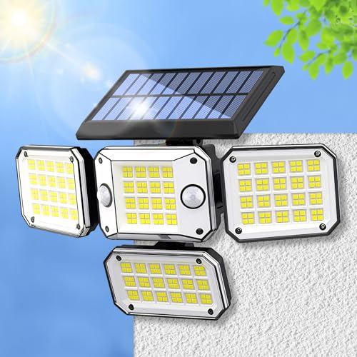 ソーラーライト 屋外 防水 人感センサー2025初売り 4面発光＆超高輝度LED搭載 IP65防水 高性能 一体型 リモコン付き 3つ知能モード