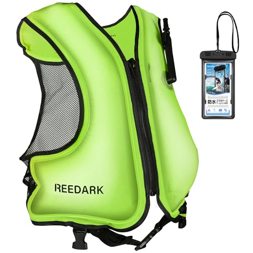 REEDARK ライフジャケット 膨張式 インフレータブルタイプ スマホ防水ケース付き 救命胴衣 釣り フロー..