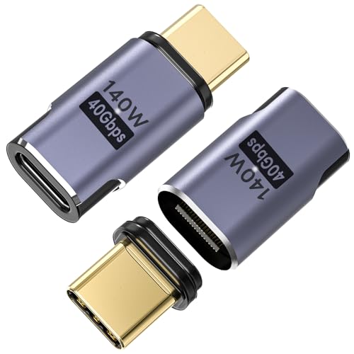 USB C マグネット アダプタ 2個 Type C変換 I字型 タイプC USB3.1 40Gbps高速データ転送/140W PD急速充電/8