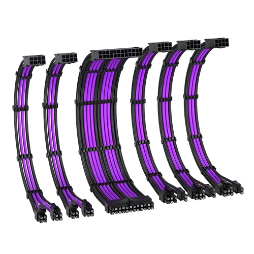 EZDIY-FAB PC電源延長スリーブケーブル 16AWG 高性能銅芯 高耐久 24ピンATX(1本) / 8ピンCPU(2本) / 8..