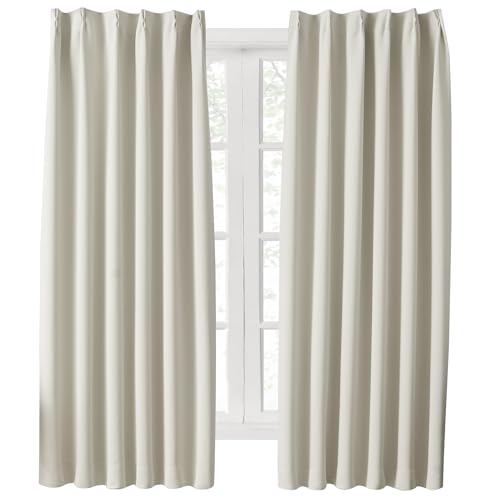 Hansleep カーテン 1級遮光 2枚組 ベージュ 幅100cm丈120cm 小窓 断熱 防寒 防音 省エネ 厚手 無地 おしゃれ 洗える