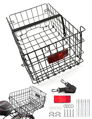 自転車 かご 着脱式 買い物カゴ 折りたたみ 巾着カバー付き 布製グリッド 防水 耐荷重20KG ペット収納 ..