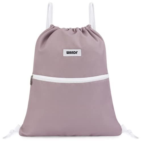 [WANDF] ジムサック ナップサック 巾着 シューズ収納 防水 軽量 水泳 部活 運動 旅行 (Pink)…