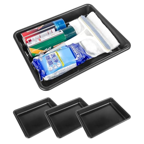 セイワ(SEIWA) 収納用品 トレイ シューズトレイ Lサイズ 縦38.5cm×幅30.5cm×高さ5.5cm ブラック 4枚セ..