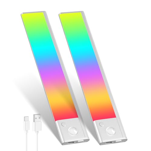 人感センサーライト LEDセンサーライト 23cm バーライト カラフル＆昼白色 無段階調光 Type-C 充電式ライト 階段ライト 120°