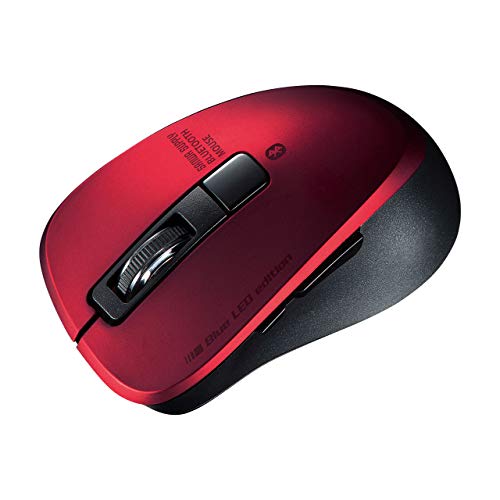 サンワサプライ Bluetooth 5.0マウス 静音 ブルーLED 5ボタン 2400dpi(3段階切替) 小型 レッド MA-BTBL155