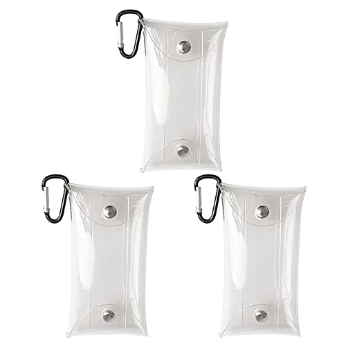 サムコス 小銭入れ 透明 3個セット ミニポーチ ウォレット ミニ財布 キーケース コンパクト 可愛い カラビナ付き 洗える 携帯用 取り出し便