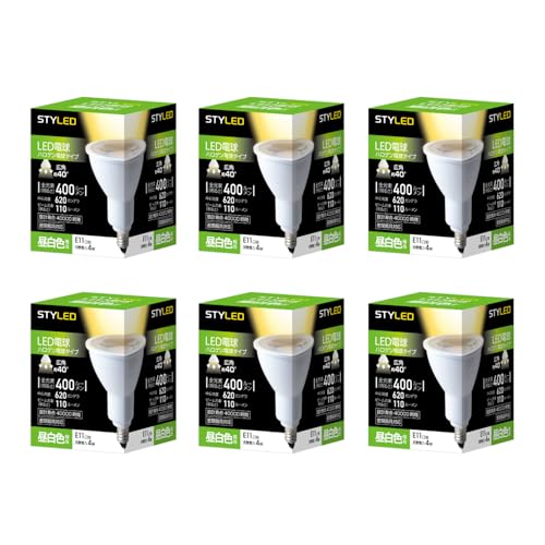 Led Bulb - スタイルド LED電球 6個セット ハロゲン電球形 E11 昼白色 4W スポットライト・広角タイプ(ビーム角40度) 密閉器具対応 HDR4E