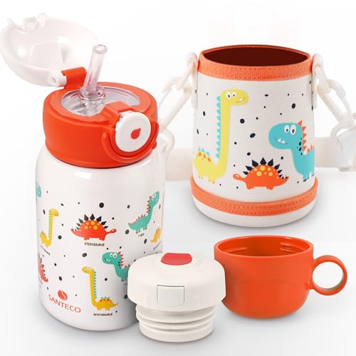 ピンク/450 ml/Mara・Color:ピンク・2つのフタ、2つの使い方MARAシリーズは、2つタイプのフタを付属しております。ストロー付きフタを使うと、素早く水分補給ができます。コップタイプフタを使うとお友達と一緒に楽しいジュースタイプを過ごせます。さらに、広口設計で、大きい氷を入れやすく、お手入れも簡単です。・優れた保温・保冷力SANTECO真空断熱水筒MARAシリーズは、優れた保温・保冷力を備えています。真空断熱二重構造により、保温時間は12時間、保冷時間が12時間に達します。寒い時でも暑い時でも飲み物を美味しい温度にキープします。・防錆・結露抑制耐食性の高い18-10ステンレスを採用しており、BPAフリーなので、氷水、ホットコーヒー、スポーツ飲料などの飲み物を入れます。また、表面には「結露抑制構造」があり、冷たい飲み物を入れても結露しにくいです。・持ち運びやすい子供たちの水分補給のニーズを満たすために設計され、450MLの容量で、子供にとしてちょうどいいサイズです。その上、漏れ防止ロックが付くので、逆に倒しても漏れなく、カバンに入れても安
