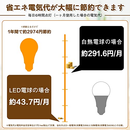 Tengyuan LED電球 E26口金 9W 60W形相当 電球色 3000K 900lm 広配光 高輝度 高演色...