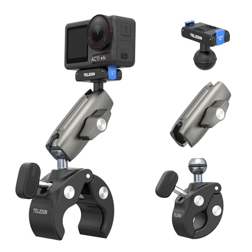 Rakuten - TELESIN DJI Osmo Action 5 Pro/4/3用 クランプマウント 磁気クイックリリース アルミニウム合金製 360°回転