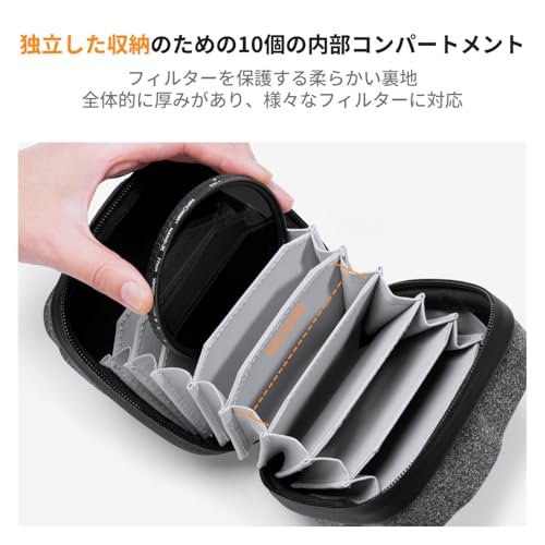 K&F Concept フィルターケース 10枚用 フィルター径82mmまで対応 円形フィルターケ...