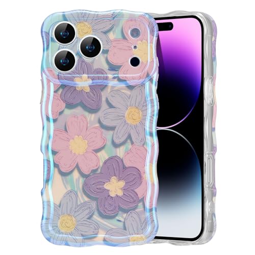 Rakuten - EYZUTAK ケース 対応 iPhone 17 Pro 用の 保護ケース柔軟なTPUカバー おしゃれ 可愛い 油絵の 花柄 薄型 軽量 カール