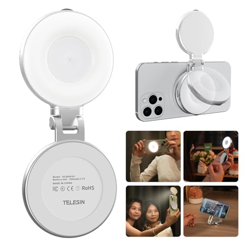 Silver-White/magsafeリングライト/-・Size:magsafeリングライト・強力なマグネット式&幅広い性TELESIN リングライトは強力なマグネットデザインを採用して、片手で簡単に取付け・取外すことができます。いつでも撮影の照明に対応します。高マグネットで、しっかりと吸着し、落ちにくいです。iPhone 16/15/14/13/12シリーズはそのまま吸着して使用できます。マグセーフ非対応のスマートフォンを使う場合は、マグセーフ機能のついたケースを使うか、磁気シートを携帯の後ろに貼って使用します。*ご注意：磁気シートがレンズを遮らず、ライトが完全に見えるようにしてください。・3色モード&無段階色温度調整マグセーフライトは10個の高輝度ビーズを搭載して、電球色、昼光色、昼白色三種類光色が備えています。ご使用のシーンに合わせてライト色を調節できます。また、ライトは10％〜100％まで輝度を調節できです。2700k ~ 7500kの明るさを調節です。より多くの雰囲気を作ることができます。LEDライトが付いており、ライトの電量残量を一目瞭然で