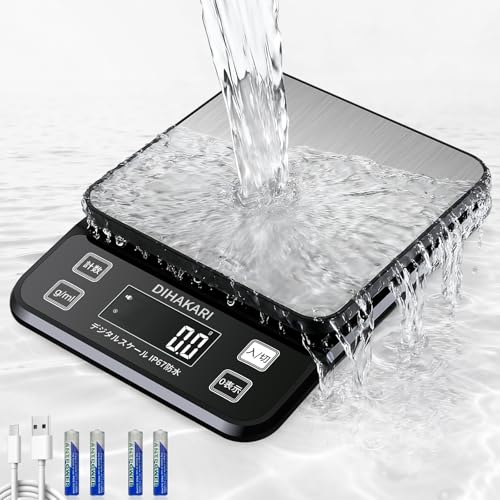 DIHAKARI大型キッチンスケール 防水IP67 計量器 洗える はかり 丸洗いOK 測り 5KG 0.1g単位 デジタルス..