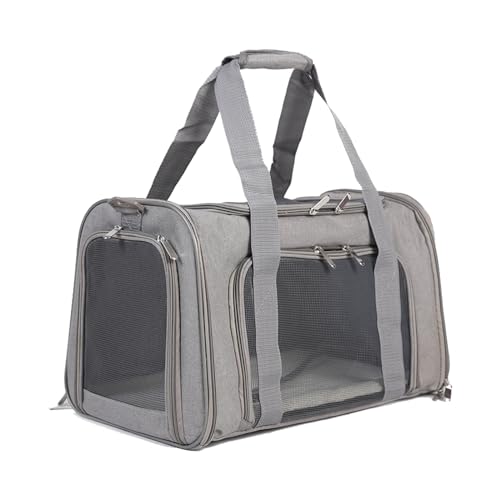 BTtime ペットキャリーバッグ 猫用キャリングバッグ 折りたたみ式 ペットキャリー 中・大型猫用・小型犬 飛び出し防止 傷防止 ベルト脱着可