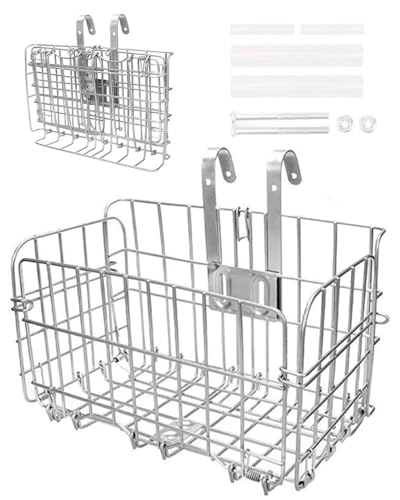 自転車 カゴ バスケット 前後汎用品ろかご 折り畳み OVTSPO 銀色 適し クロスバイク マウンテンバイク 買い物 通勤車等用