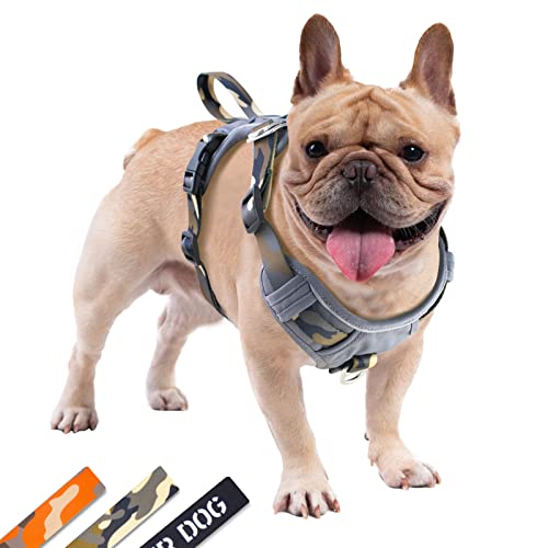 大好評犬用ハーネス迷彩グリーン/S (胸囲 31cm-61cm)/-・Size:S (胸囲 31cm-61cm)Color:迷彩グリーン・犬に大好評デザイン:肩甲骨のあたりに干渉を無くすことで、前脚を大きく自由に動かせる、犬にとってストレスフリーな着け心地になります。骨や筋肉が大きく動く部分にベルトが当たらない構造のため、部位の傷みや骨格のゆがみといった心配がありません。特に背のダブルC弧線は犬が日常運動や遊びをする時、束縛感がなくし、心地いいと感じます。・カラーとサイズ:サイズはS、M、L、XLの4サイズ、カラーはブラック、迷彩オレンジ、迷彩グリーンの3色で、100種近くの犬に適しています。 Sサイズはシーズー、コーギー、ダックスフンド、ビションフリーゼなど体重4〜7kg、胸回り43〜55cm、首回り43〜55cmの犬におすすめです。注：購入する前に測定することは非常に重要です。・各成長段階の犬に適する:背中にハンドル付き、とっさに犬を制御したい状況で重宝します。胸当てにリードを繋げるDリングがある、犬の行動習慣をより便利に訓練することもできます。ハー