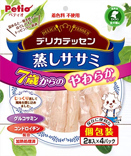 7歳マルチカラー/2本入×4パック/W13692・Size:2本入×4パックStyle:7歳・パッケージ個数:1・鶏ササミ使用・ほぐしやすい・シニアや小型犬も食べやすい・グルコサミン配合・コンドロイチン配合商品紹介 袋のままお湯につけて人肌程度に温めるとより美味しくなります。シニア犬や小型犬にもピッタリなやわらか仕上げ! 普段の食事へトッピングするだけで、手軽に美味しい食事の出来上がり♪関節の健康維持にグルコサミン・コンドロイチン配合。 使用上の注意 ●本商品は犬用で、間食用です。主食として与えないでください。●犬の食べ方や習性によっては、のどに詰まらせることがありますので必ず観察しながらお与えください。●別記の与え方の給与量、および保存方法をお守りください。●子供がペットに与える場合は、大人が立ち会ってください。●電子レンジは温めすぎや袋が破裂することがありますので使用しないでください。●温める場合はヤケドに注意してください。●幼児・子供・ペットのふれない所に保管してください。 原材料・成分 原材料 使用方法 袋のままお湯につけて人肌程度に温めるとより美味しくなります。シニア犬や小型犬にもピッタリなやわらか仕上げ！普段の食事へトッピングするだけで、手軽に美味しい食事の出来上がり♪関節の健康維持にグルコサミン・コンドロイチン配合。