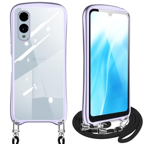 Rakuten - Arrows We2 F-52E ケース ショルダー クリア スマホケース カバー 耐衝撃 透明 TPU ストラップ付き 肩掛け 首掛け 紐付き