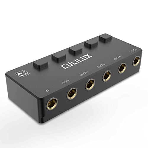 スイッチコントロール付き黒、スイッチコントロール付き/-/WY63BK・Color:黒、スイッチコントロール付き・パッケージ個数:1・[5ウェイオーディオスプリッター] - 5つの6.35mm出力コネクタジャックを備えたこのイヤホンスプリッターは、モノ/ステレオモードで1つのオーディオフィードをパワードスピーカー、アンプ、モニター、ヘッドホンなどの最大5つのソースに分配します。ライブパフォーマンス、スタジオレコーディング、ポッドキャスティングの必需品です。・[優れたオーディオ] - 超低ノイズで最高の音質を維持する金メッキジャックを採用しています。(注意：パッシブデザインのため、いくつかの出力を接続する場合は、適切な効果を得るために適宜ボリュームを上げてください。)・[スイッチコントロール] - 独立したスイッチ設計により、ケーブルの抜き差しをすることなく、音声の遮断や取り込みを簡単にコントロールすることができます。・[TSケーブルとTRSケーブルの両方をサポート] - 一度に同じ種類のケーブルのみを使用してください。例えば、入力にTSモノラルケーブルを使用