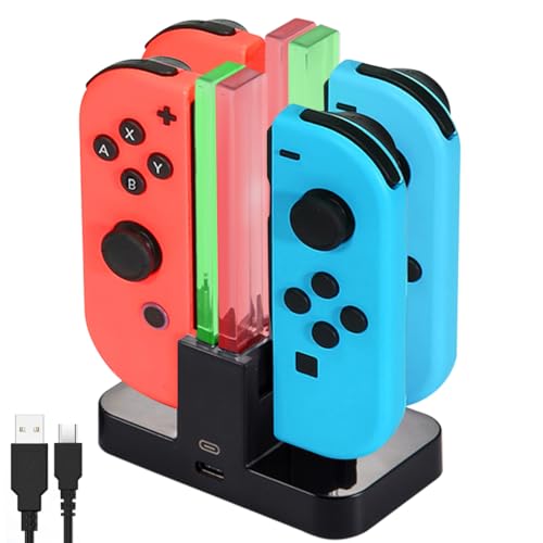 ジョイコン 充電 スタンド Switch用 Diyife ニンテンドースイッチ用 4 in 1 4台のゲームパッドの同時充電に対応 黒