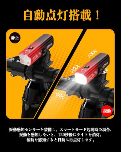 ルミナスエイト 楽天市場店のTOWILD CL1600 自転車 ライト 1600ルーメン 大容量5000mAh 充電式USB-C ロードバイクライト 高輝度 LED自転車ヘ｜アングル2