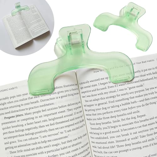 DERCHIAブッククリップ 2個セット 透明 読書用ブック 教科書 開いたまま 固定 本 教科書 勉強クリップ ..