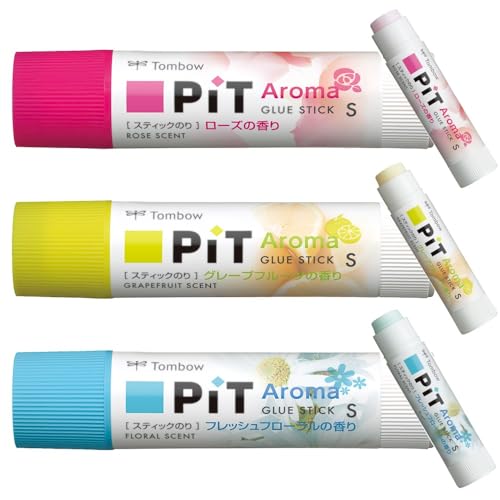 トンボ鉛筆 スティックのり (香り付き) PiTハイパワー アロマ (強力・スピード粘着) Sサイズ (10g) 6本 (3種類×各2本) HC