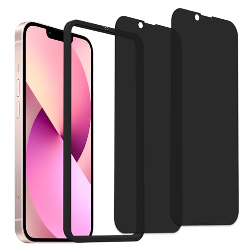 2枚セットのぞき見防止ガイド枠付き KPNS 日本素材製 覗き見防止 iPhone13 mini 用 ガラスフィルム 強化ガラス カバー 保護フ