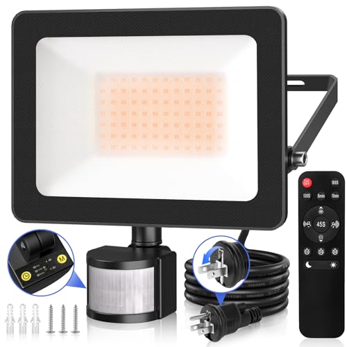 Illuminations Lights - CLY 人感 センサーライト 屋外 防犯 LED投光器 60W 電球色 7000LM 2700K IP66防水 作業灯 フラッドライト 超爆光2